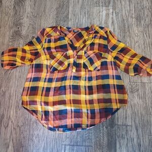 Torrid 3/4 Sleeve Yellow And Orange Plus Size 1 X